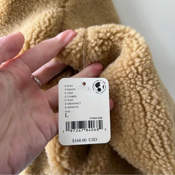 NWT Free People Get Cozy Teddy Full Zip Jacket in Camel Tan - Picture 12 of 12